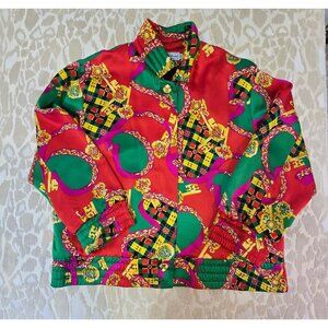 Vintage Peter Nygard For Saks Fifth Avenue Silk Jacket Size 12 Artsy Multicolor